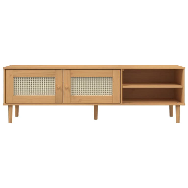 Tv-meubel SENJA 158x40x49 cm rattan-look grenenhout bruin MeubelReus