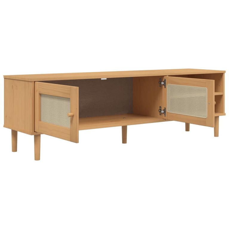 Tv-meubel SENJA 158x40x49 cm rattan-look grenenhout bruin MeubelReus