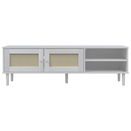 Tv-meubel SENJA 158x40x49 cm rattan-look massief grenenhout wit MeubelReus