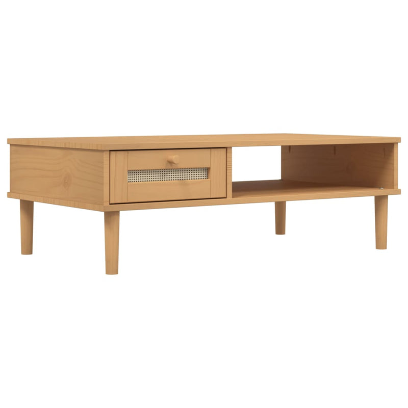 Salontafel SENJA 100x55x33 cm rattan-look massief hout bruin MeubelReus