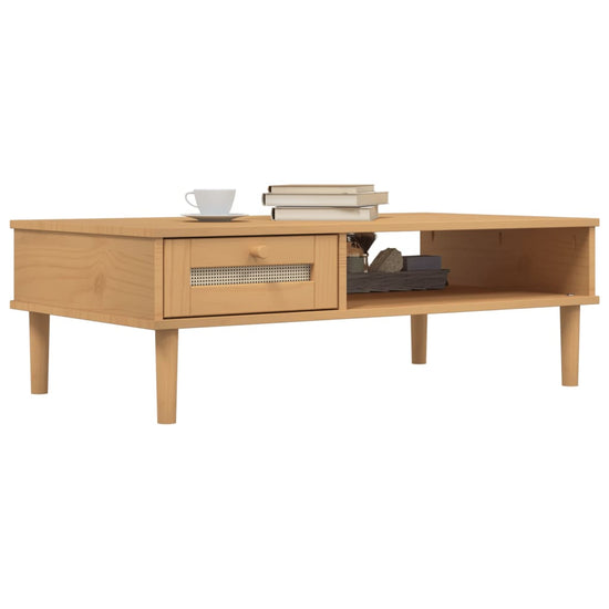 Salontafel SENJA 100x55x33 cm rattan-look massief hout bruin MeubelReus