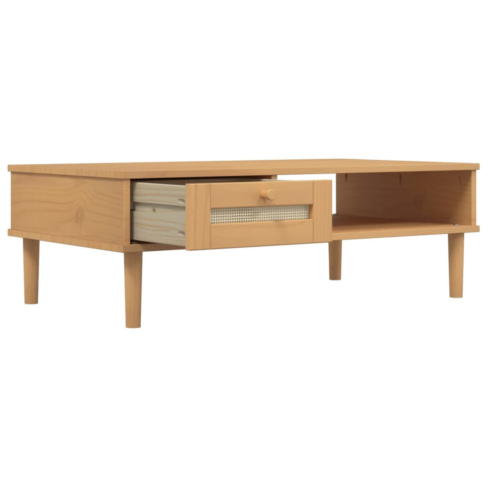 Salontafel SENJA 100x55x33 cm rattan-look massief hout bruin MeubelReus