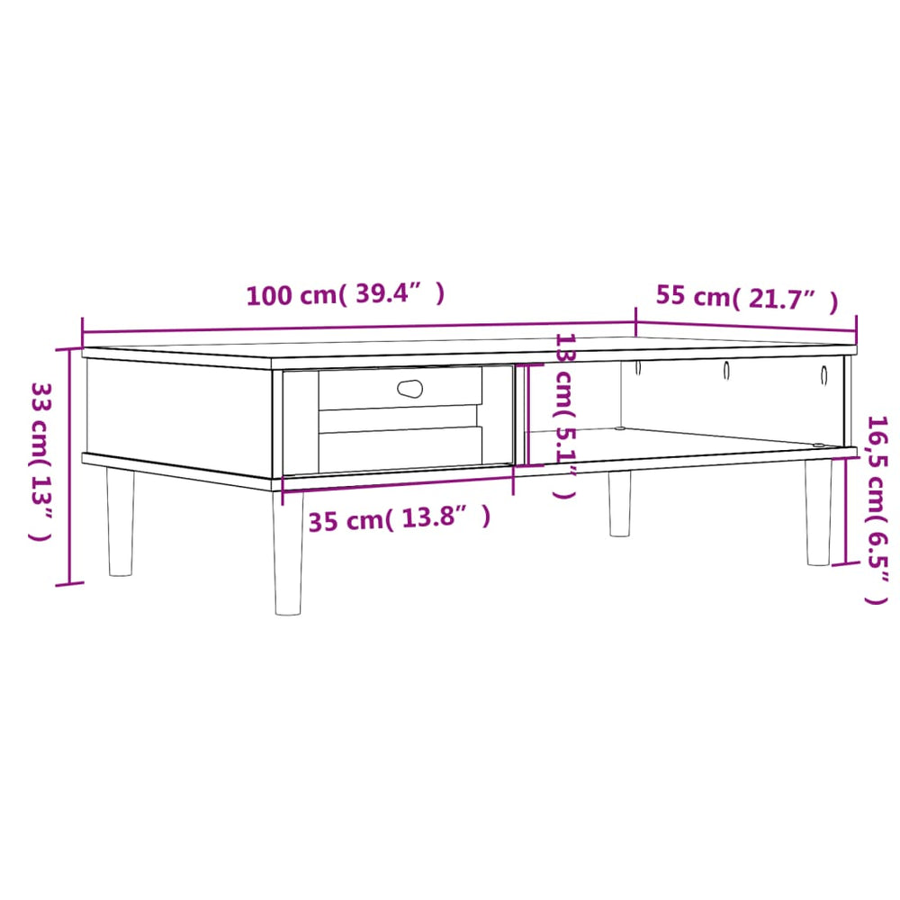 Salontafel SENJA 100x55x33 cm rattan-look massief hout bruin MeubelReus