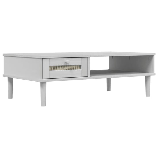 Salontafel SENJA 100x55x33 cm rattan-look massief hout wit MeubelReus