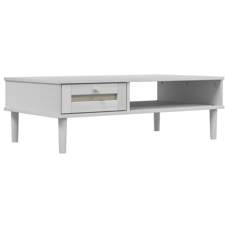 Salontafel SENJA 100x55x33 cm rattan-look massief hout wit MeubelReus