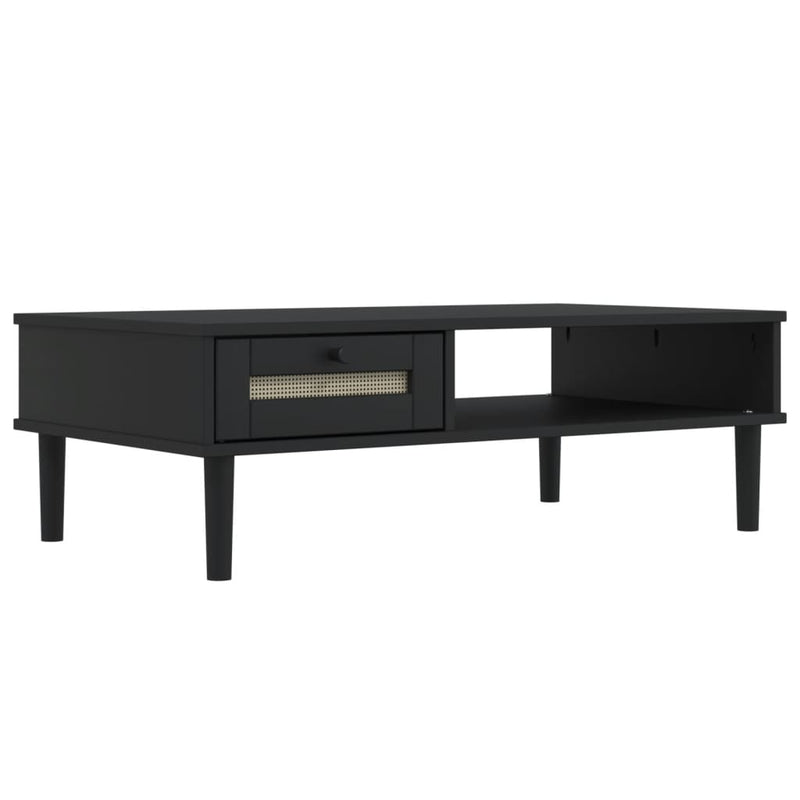 Salontafel SENJA 100x55x33 cm rattan-look massief hout zwart MeubelReus