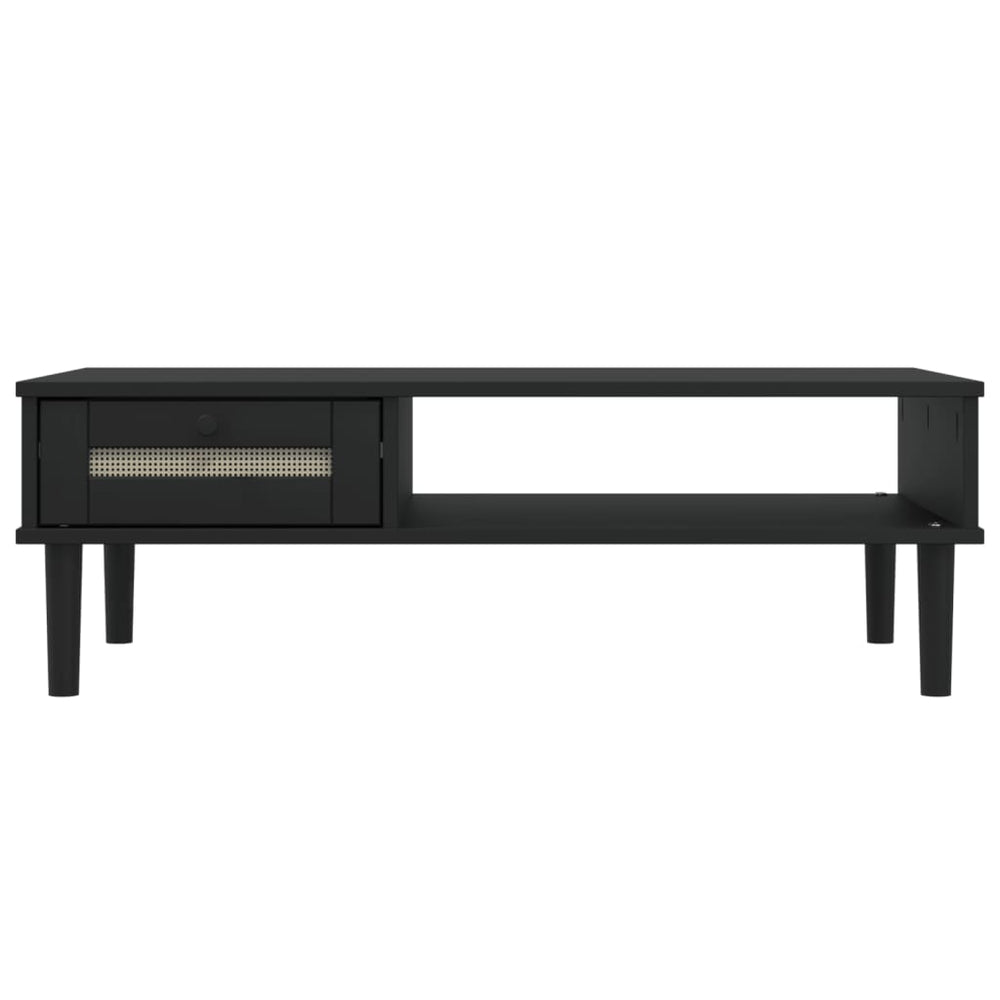 Salontafel SENJA 100x55x33 cm rattan-look massief hout zwart MeubelReus