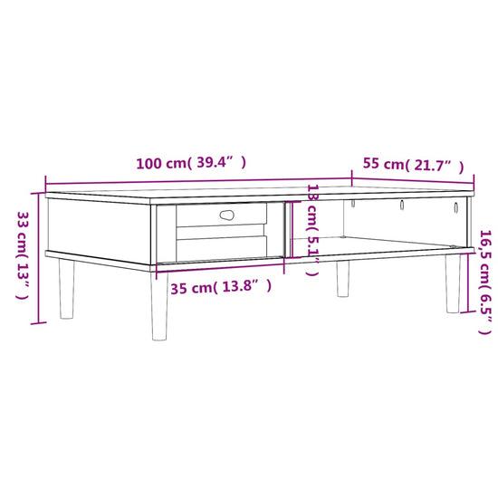 Salontafel SENJA 100x55x33 cm rattan-look massief hout zwart MeubelReus