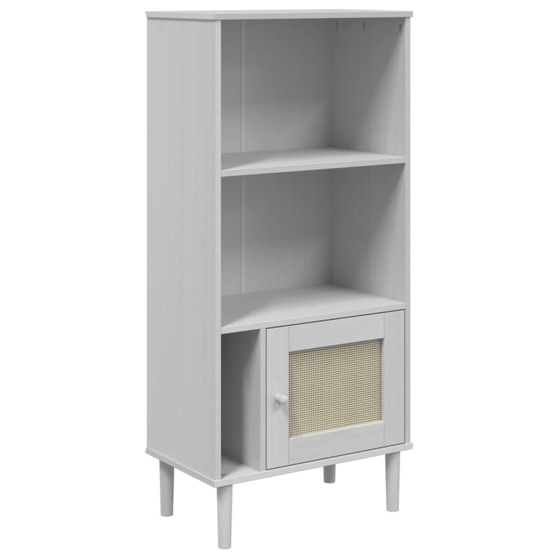 Boekenkast SENJA rattan-look 60x35x130 cm grenenhout wit