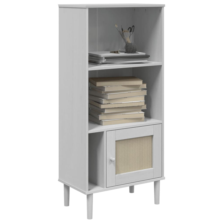 Boekenkast SENJA rattan-look 60x35x130 cm grenenhout wit