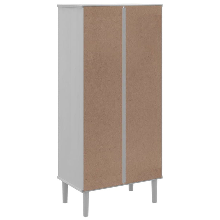 Boekenkast SENJA rattan-look 60x35x130 cm grenenhout wit
