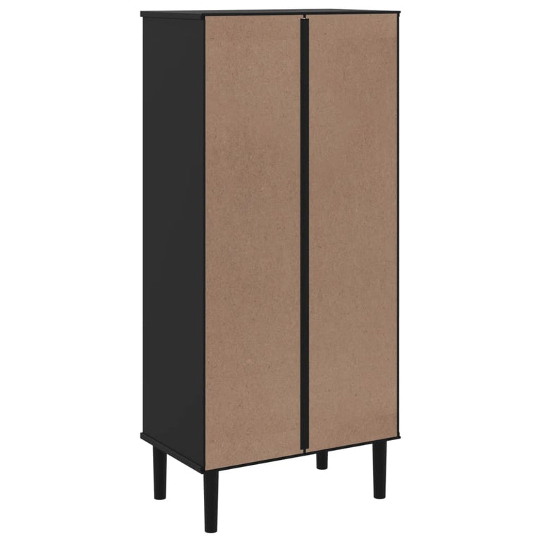 Boekenkast SENJA rattan-look 60x35x130 cm grenenhout zwart