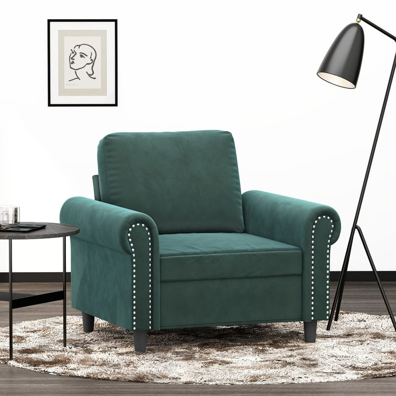 Fauteuil 60 cm fluweel donkergroen