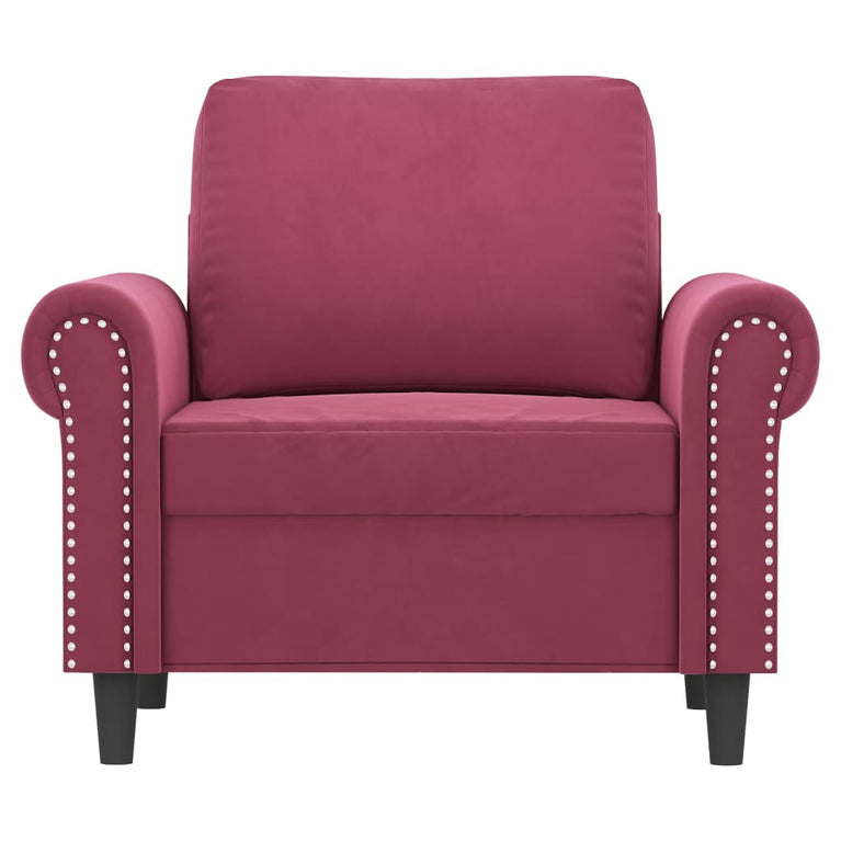 Fauteuil 60 cm fluweel wijnrood