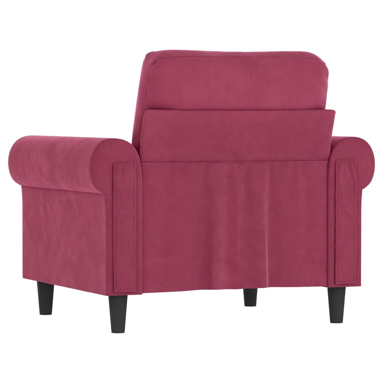Fauteuil 60 cm fluweel wijnrood