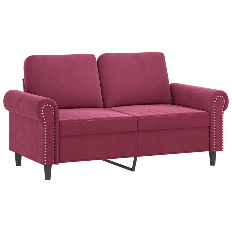 Tweezitsbank 120 cm fluweel wijnrood