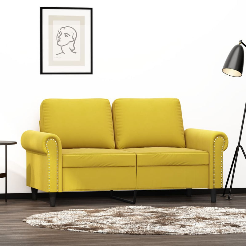 Tweezitsbank 120 cm fluweel geel