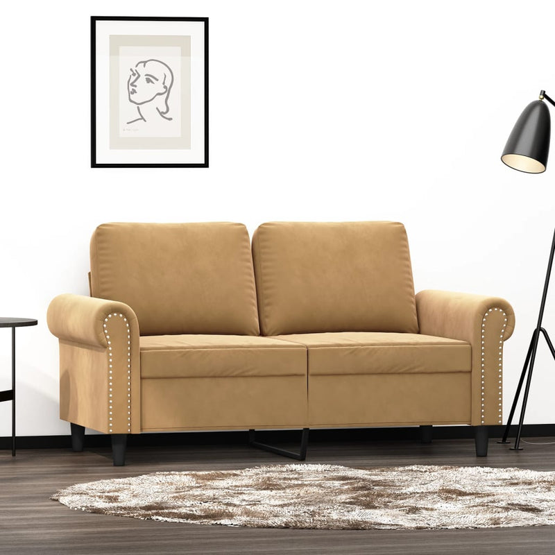 Tweezitsbank 120 cm fluweel bruin