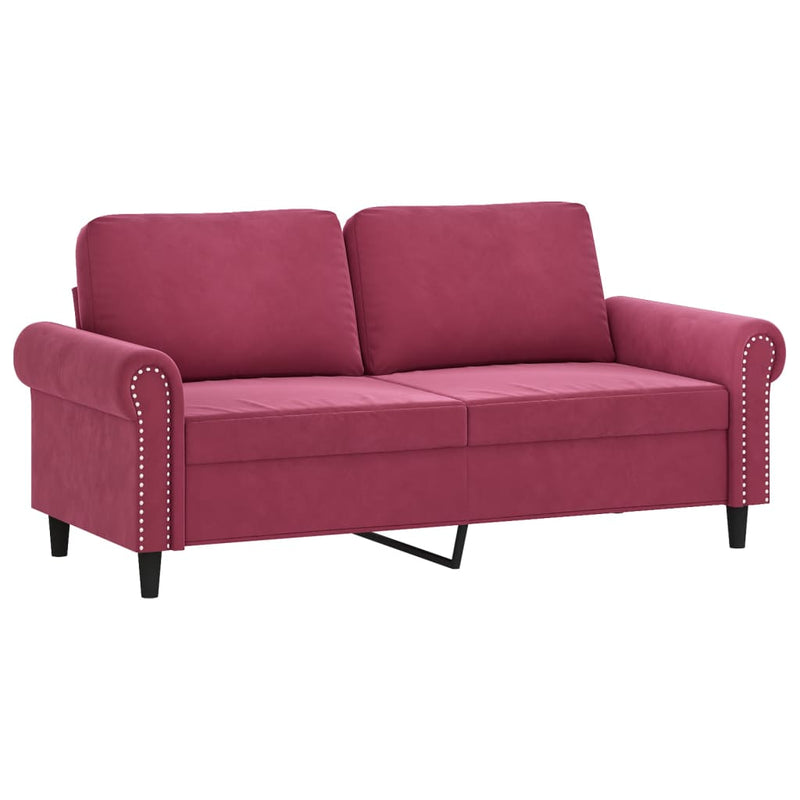 Tweezitsbank 140 cm fluweel wijnrood