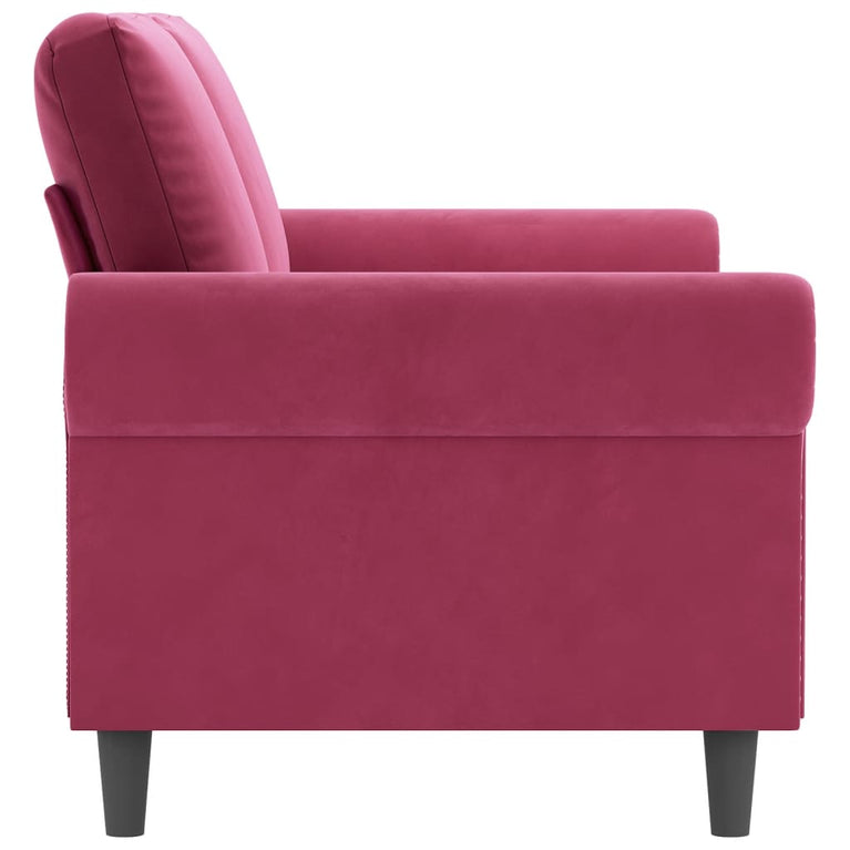 Tweezitsbank 140 cm fluweel wijnrood