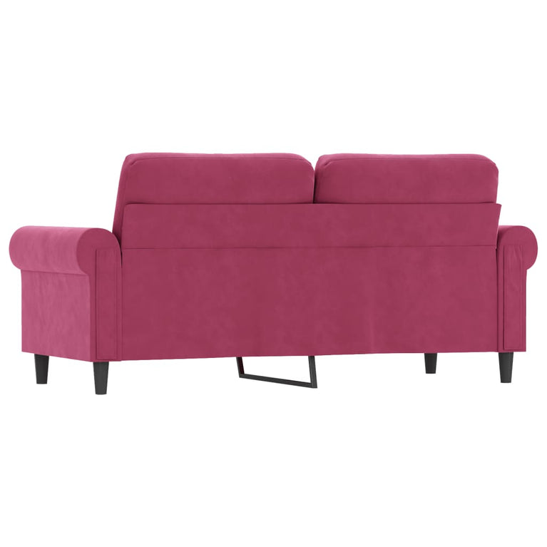 Tweezitsbank 140 cm fluweel wijnrood