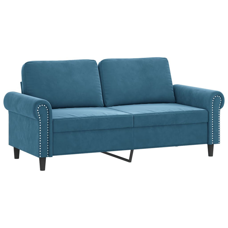 Tweezitsbank 140 cm fluweel blauw