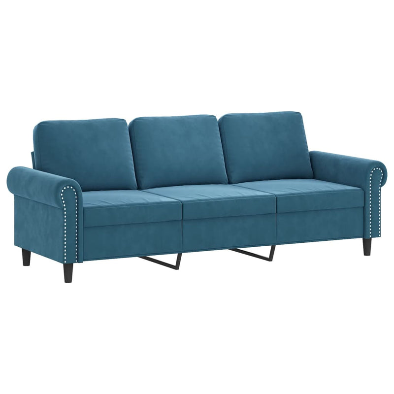 Driezitsbank 180 cm fluweel blauw