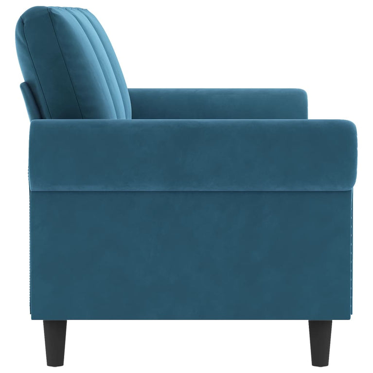 Driezitsbank 180 cm fluweel blauw