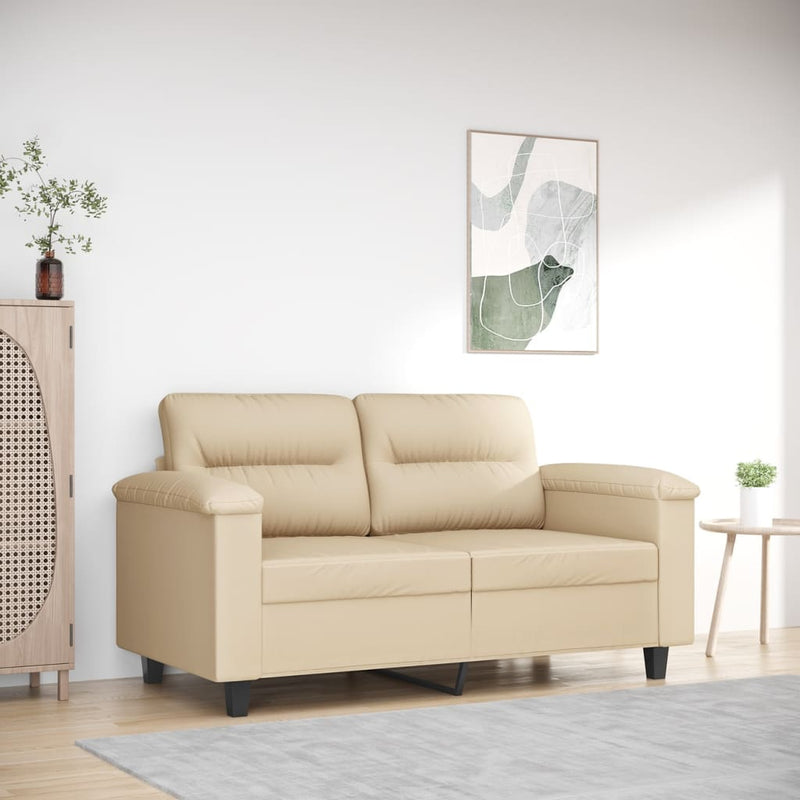 Tweezitsbank 120 cm microvezelstof crème