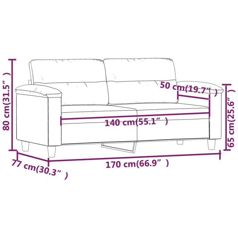 Tweezitsbank 140 cm microvezelstof donkergrijs