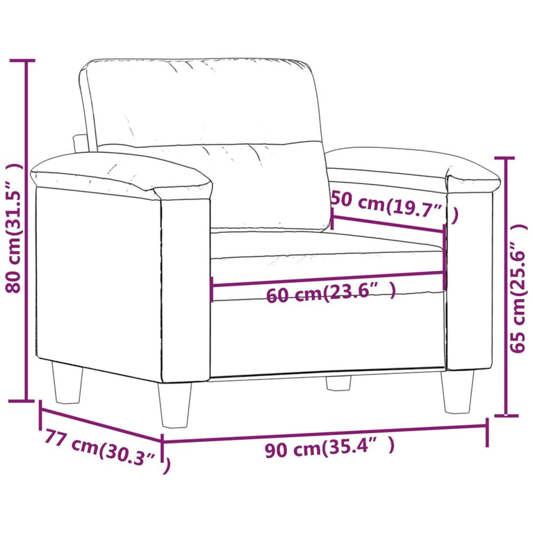 Fauteuil 60 cm kunstleer grijs