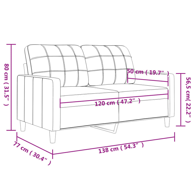 Tweezitsbank 120 cm stof zwart