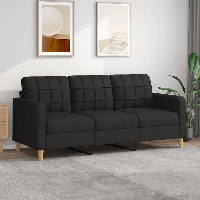 Driezitsbank 180 cm stof zwart MeubelReus