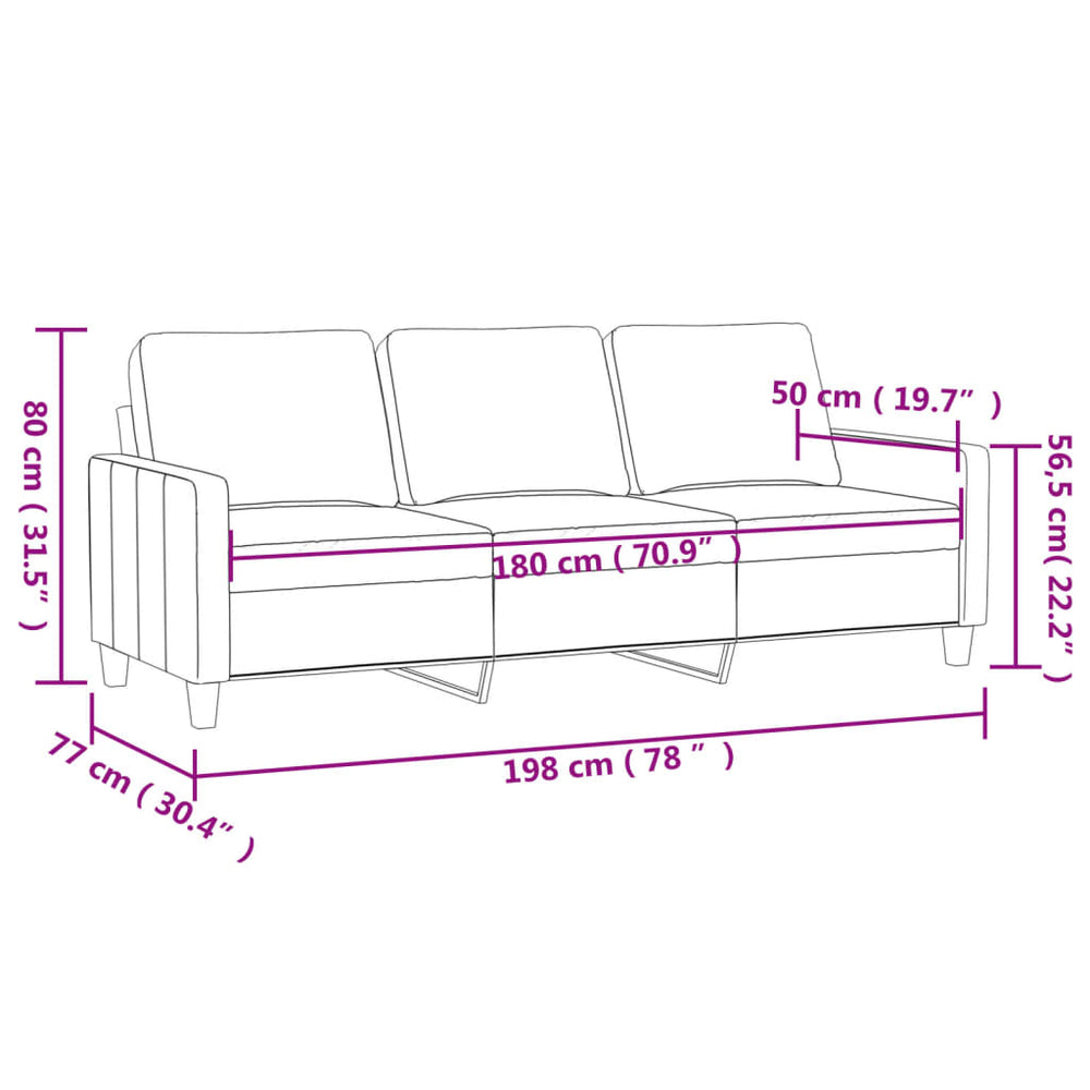 Driezitsbank 180 cm kunstleer crèmekleurig MeubelReus