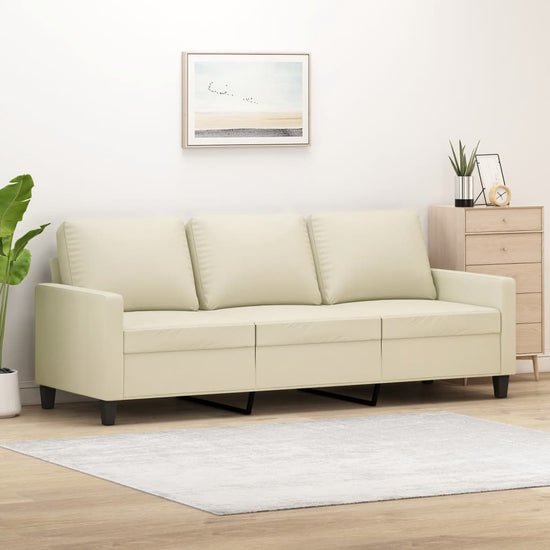Driezitsbank 180 cm kunstleer crèmekleurig MeubelReus