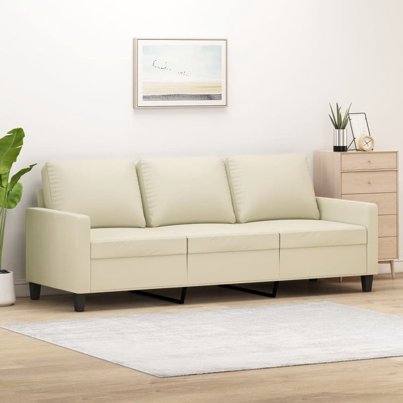Driezitsbank 180 cm kunstleer crèmekleurig MeubelReus