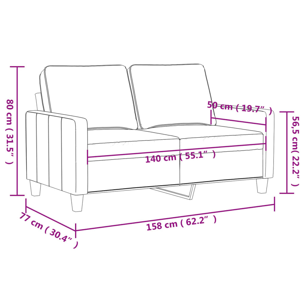 Tweezitsbank 140 cm stof donkergrijs MeubelReus