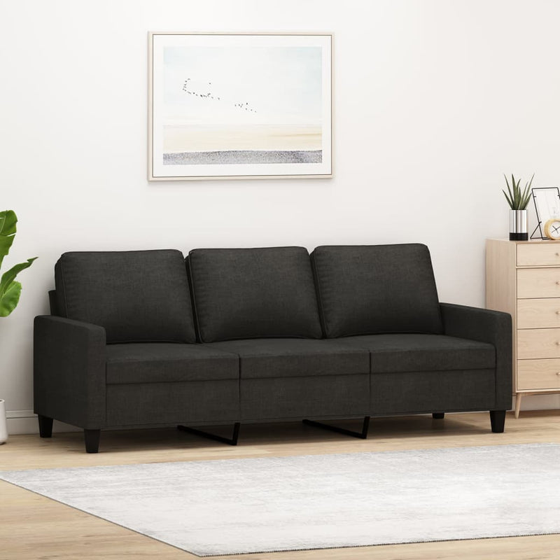 Driezitsbank 180 cm stof zwart MeubelReus