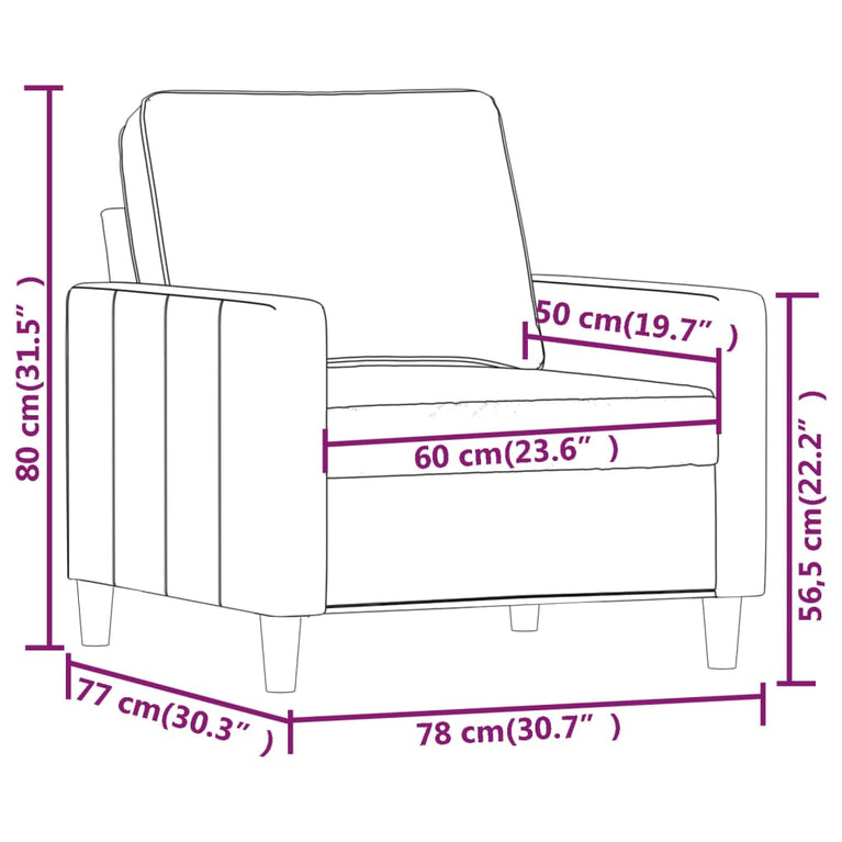 Fauteuil 60 cm fluweel donkergrijs