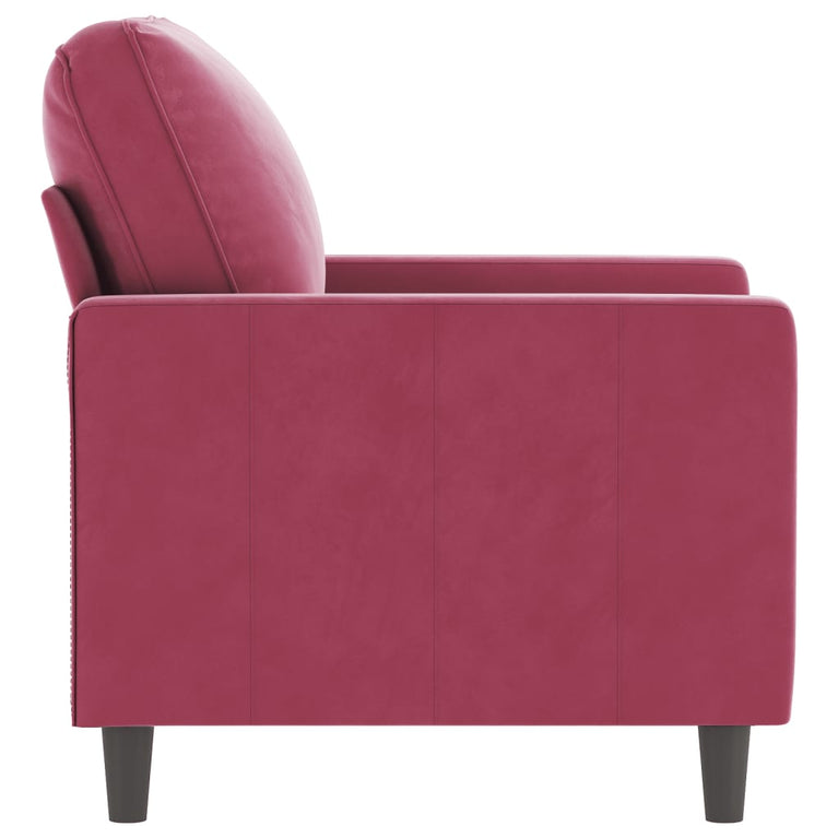 Fauteuil 60 cm fluweel wijnrood
