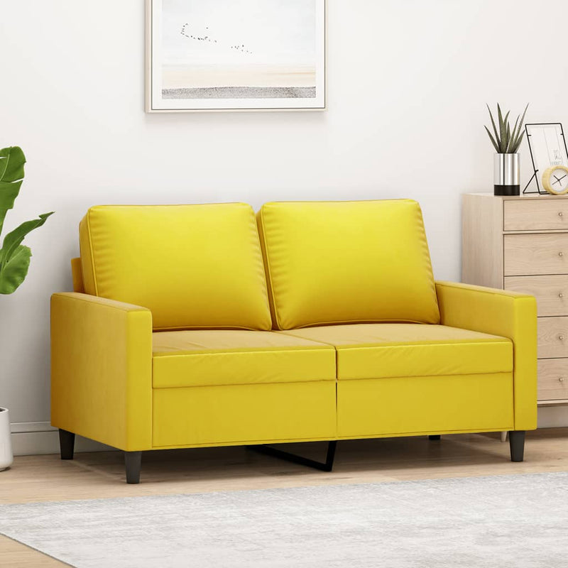 Tweezitsbank 120 cm fluweel geel