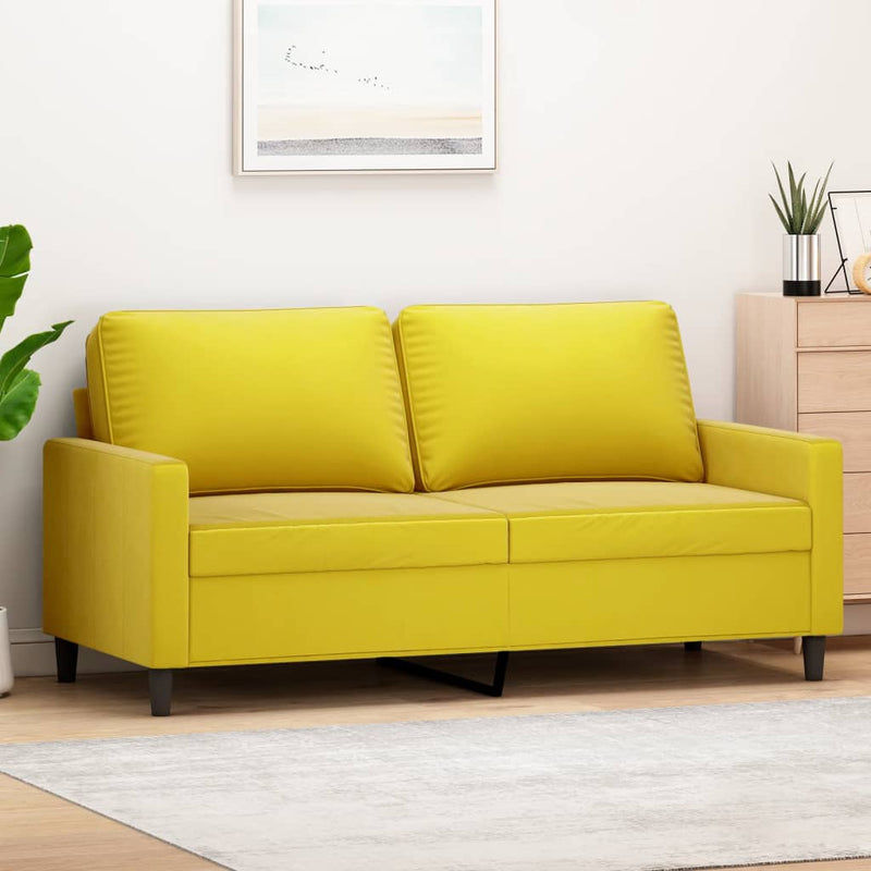 Tweezitsbank 140 cm fluweel geel