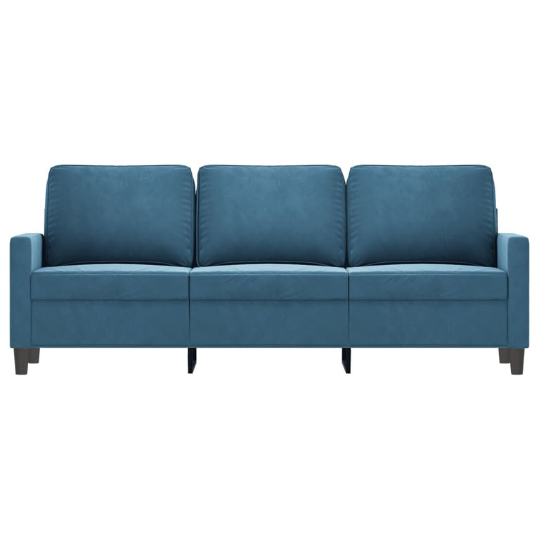 Driezitsbank 180 cm fluweel blauw
