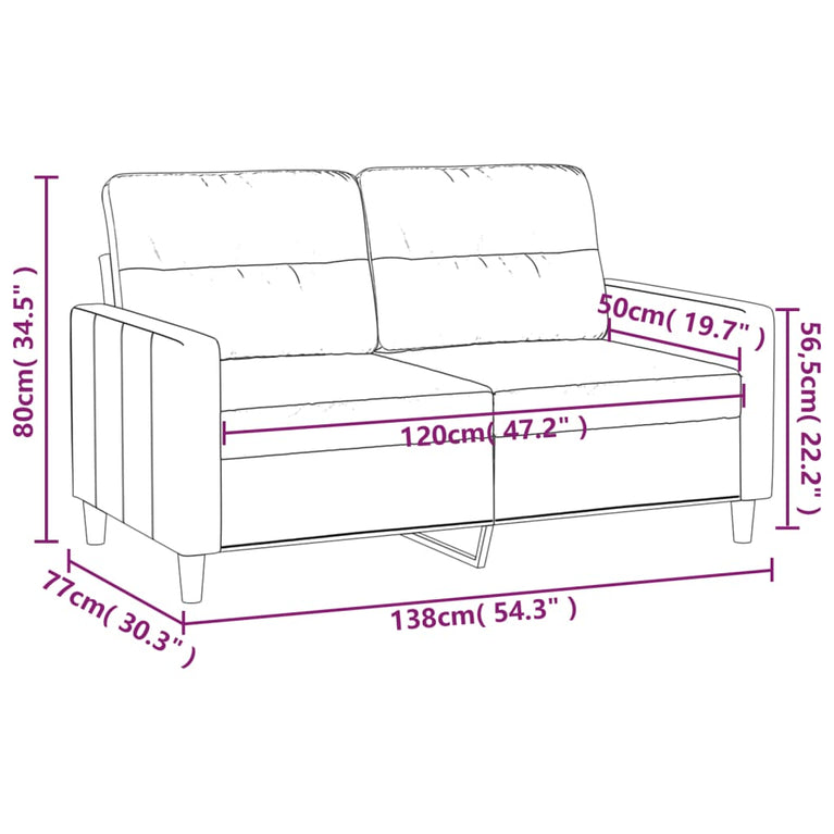 Tweezitsbank 120 cm stof zwart MeubelReus