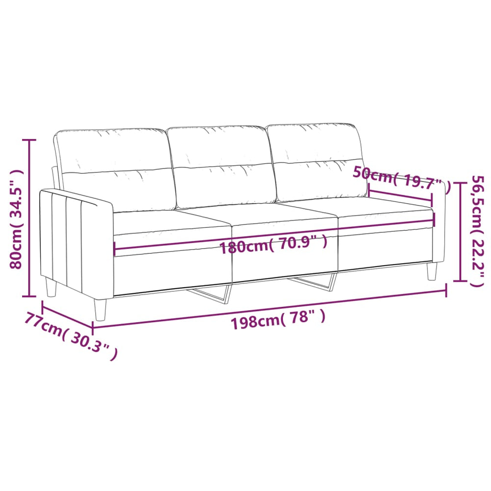 Driezitsbank 180 cm stof donkergrijs MeubelReus