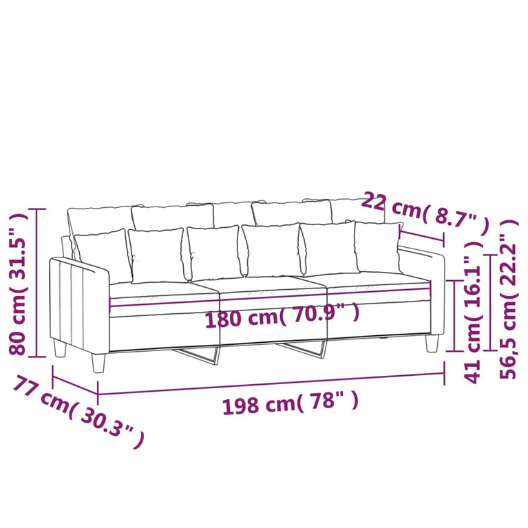 Driezitsbank 180 cm stof donkergrijs MeubelReus
