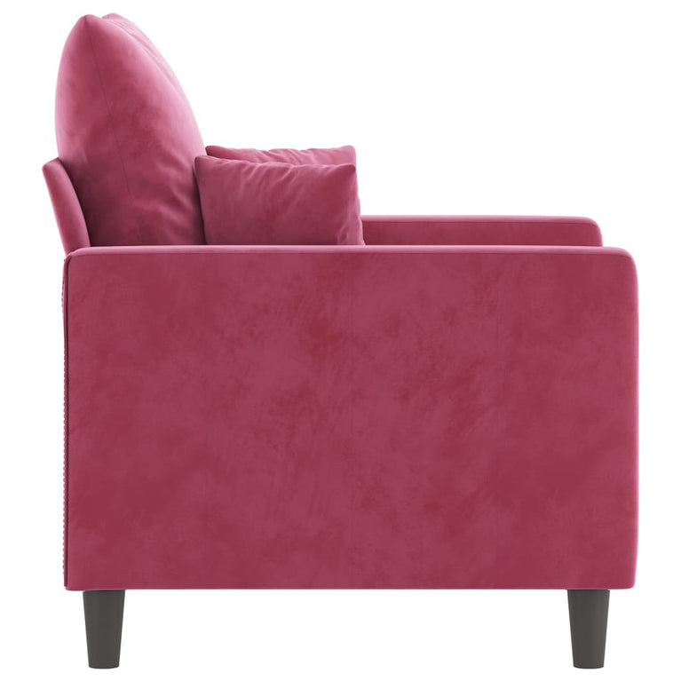 Fauteuil 60 cm fluweel wijnrood