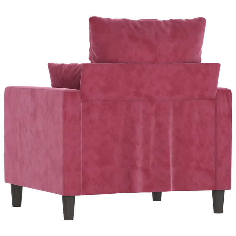 Fauteuil 60 cm fluweel wijnrood