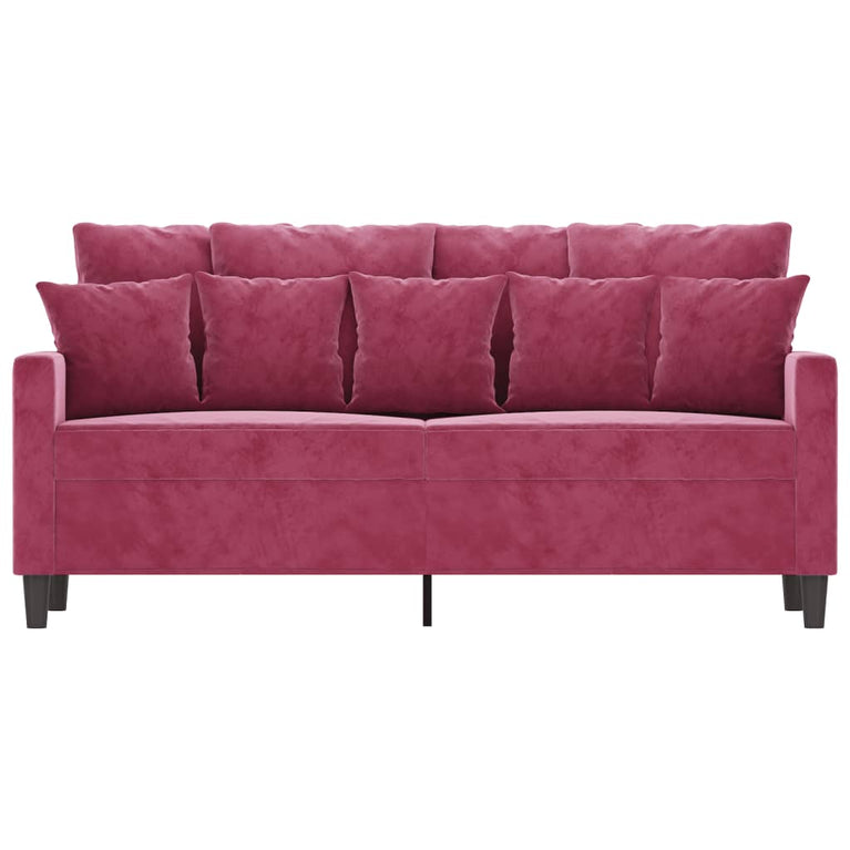 Tweezitsbank 140 cm fluweel wijnrood