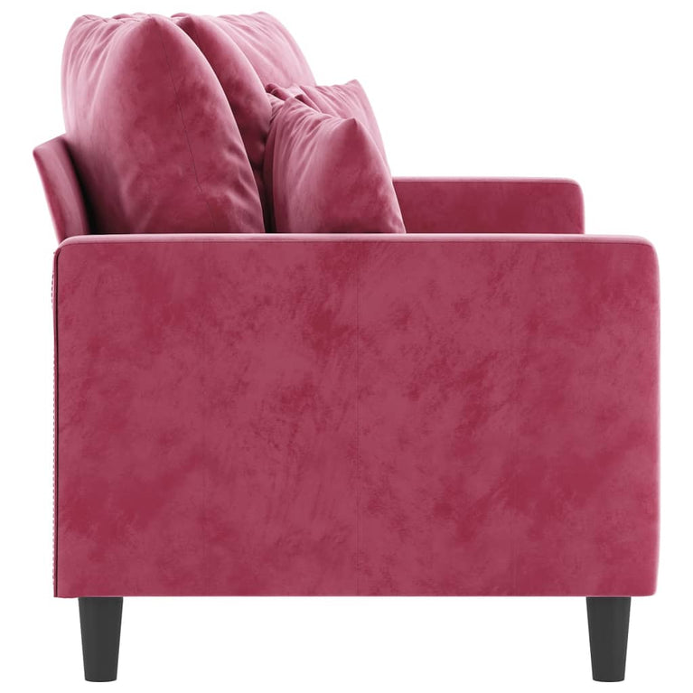Tweezitsbank 140 cm fluweel wijnrood